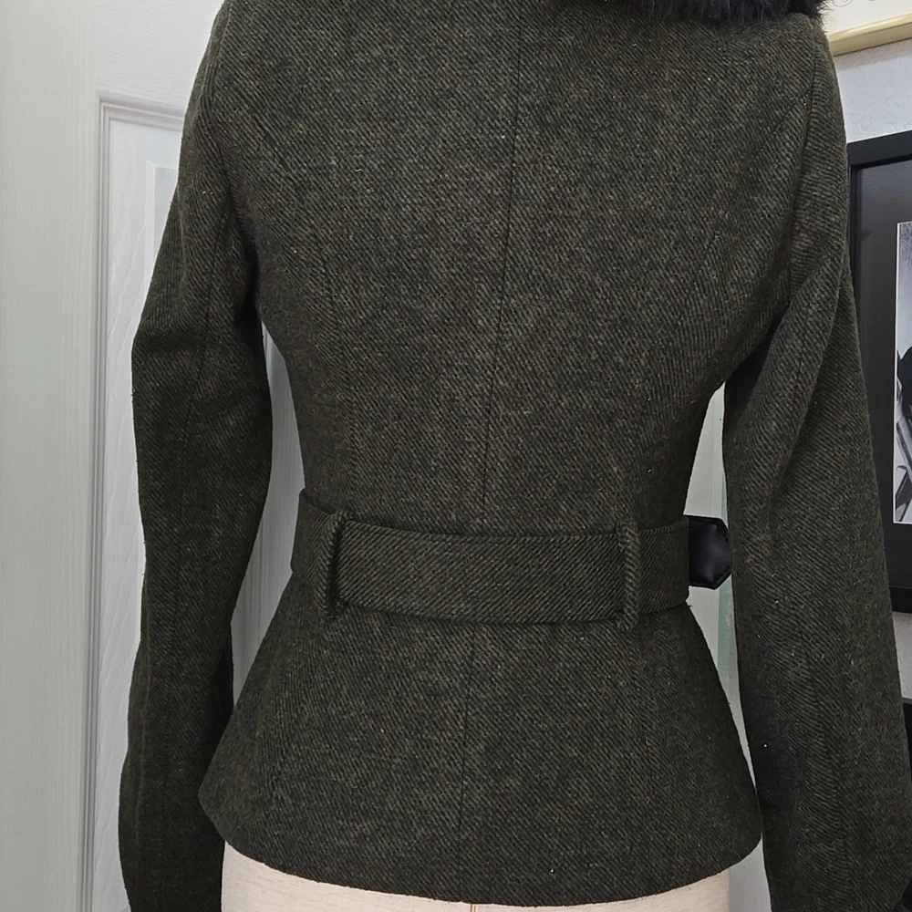 Collectif Molly Vintage Jacket W/ Fur Collar, In Olive Green, NWT - Picture 12 of 16